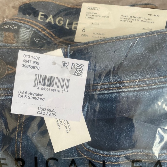 🎄🎁GIFT IDEA!🔥🛍️ NWT American Eagle Kick Boot Jeans Cargo Pockets🛍️🔥 - Picture 4 of 5